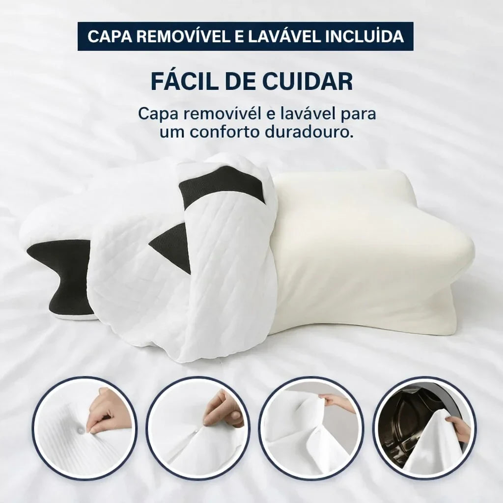 Almofada ergonómica com capa removível e lavável